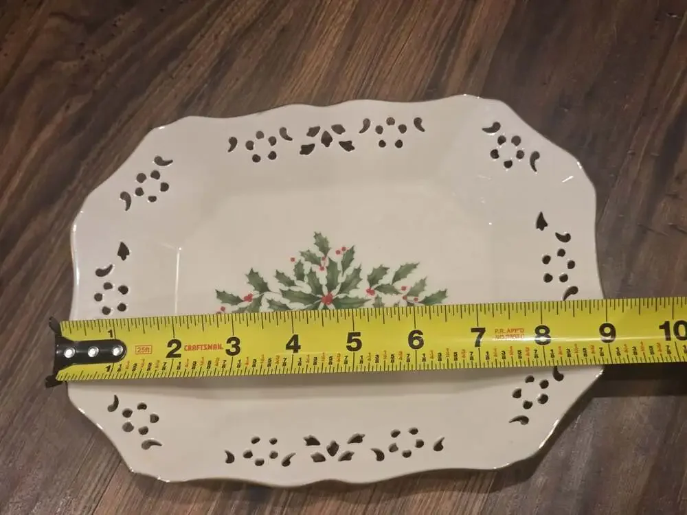 Vtg Lenox Holiday Tray Reticulated 9x 6.75